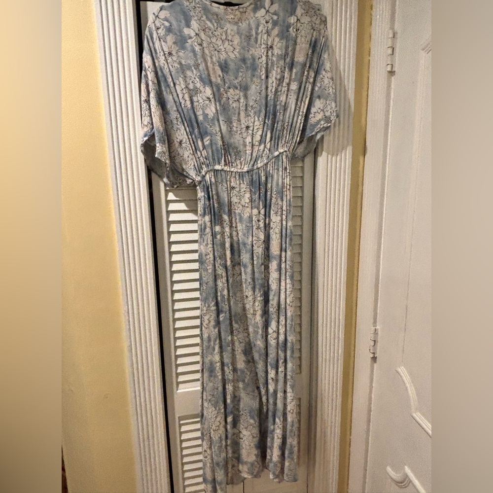 Cost Plus World Market Light Blue Floral Maxi Dress